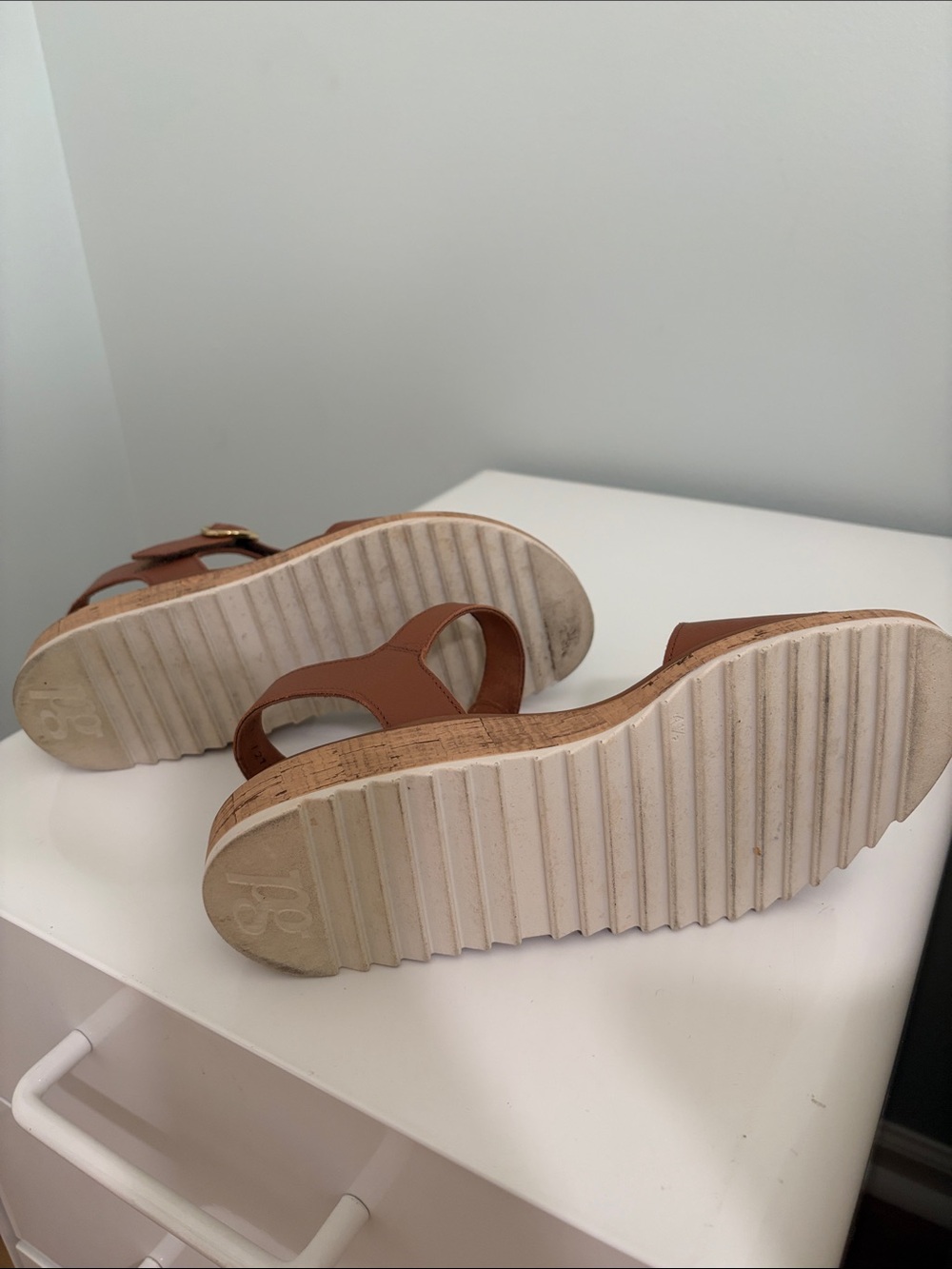 EUC PAUL GREEN Tippi Ankle Strap Platform Wedge Sandal In Cognac Leather Size 7 - Picture 6 of 6